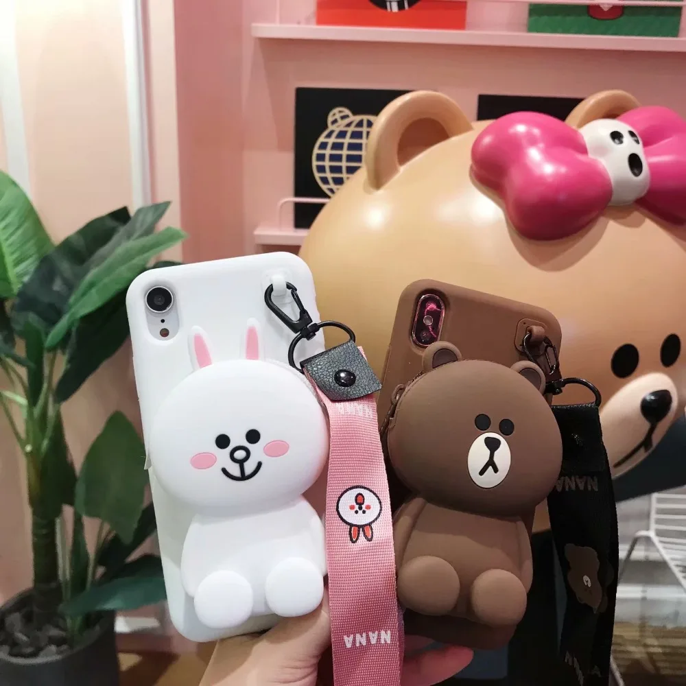 ORYKSZ милый мультяшный медведь ручной Чехол для iPhone X XR XS Max 6 6s 7 8 Plus Мягкий