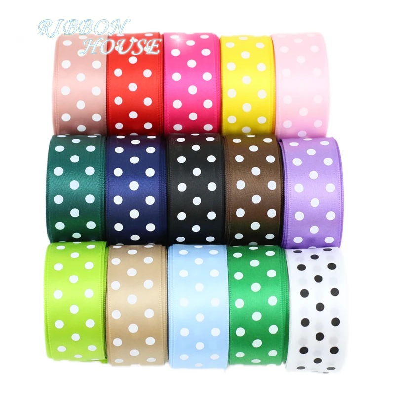 (10 ярдов/партия) атласная лента с крупный горох принтом милые ленты серии оптом (25