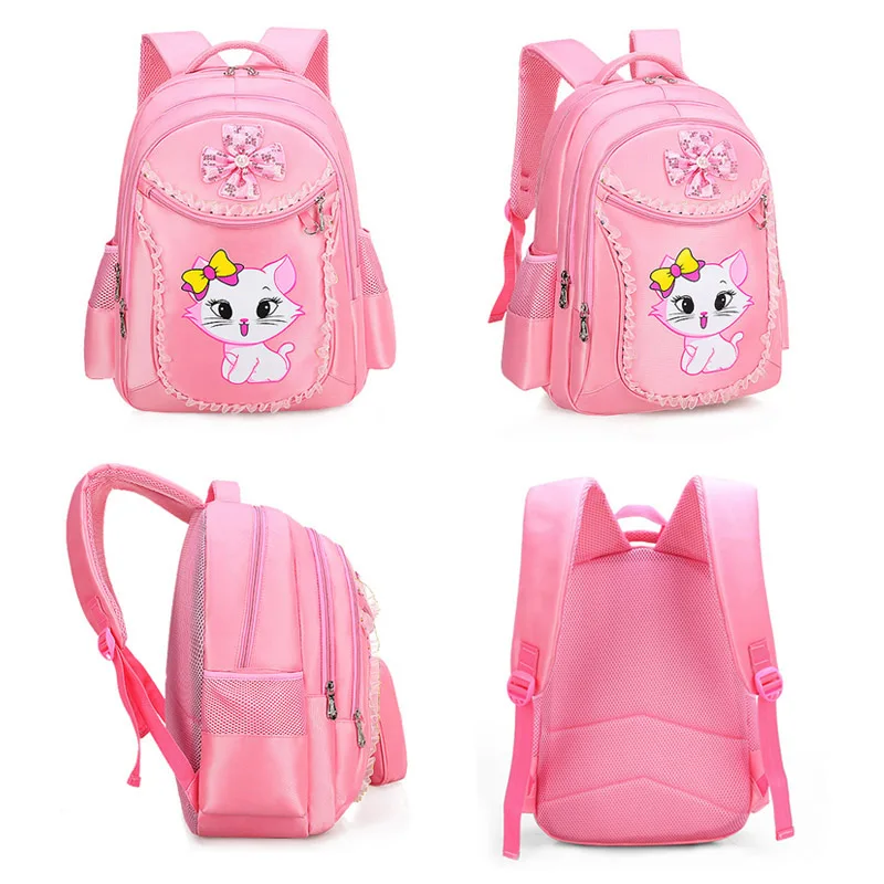 3 Pieces Pink Cat Children Backpack School Bags for girls Cartoon Kid Backpack Kitty Printing Bookbag mochilas escolares infanti