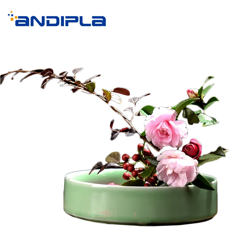 

Chinese Style Flower Pot Japanese-style Kenzan Flower Arrangement Plate Ceramic Table Vase / Home Decoration Bonsai Art Planter