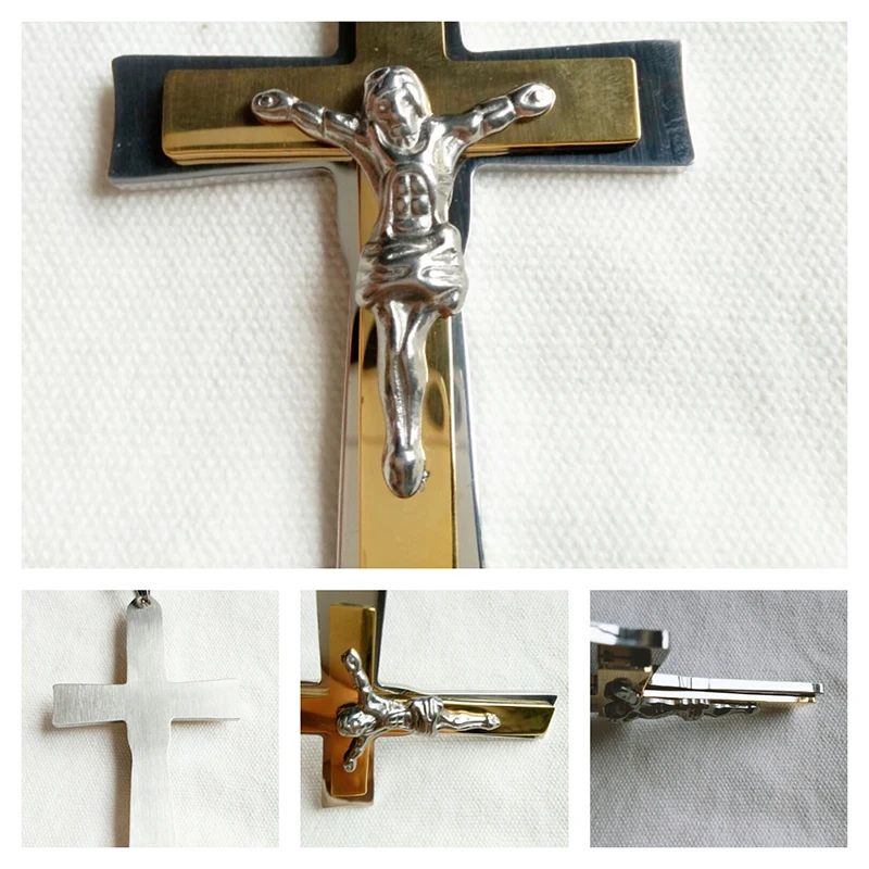 ELSEMODE панк большой Иисус крест ожерелье золотой цвет Титан Нержавеющая сталь