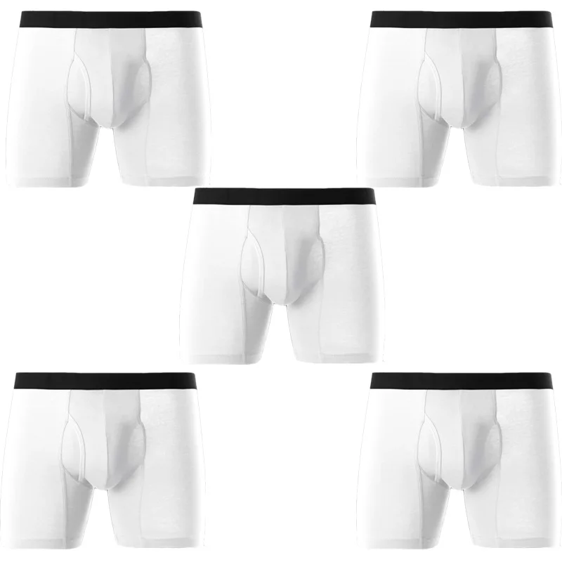 White 5pcs 5 шт./лот, мужские длинные трусы-боксеры, хлопковое Мужское нижнее белье, трусы-боксеры, calzoncillos hombre marca, европейский размер s m l xl 2XL - Цвет: White 5pcs