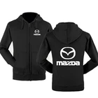 Новая модная толстовка с логотипом автомобиля Mazda, Мужская толстовка с капюшоном, весна-осень, флисовая хлопковая куртка на молнии, в стиле хип-хоп, Харадзюку, мужская одежда