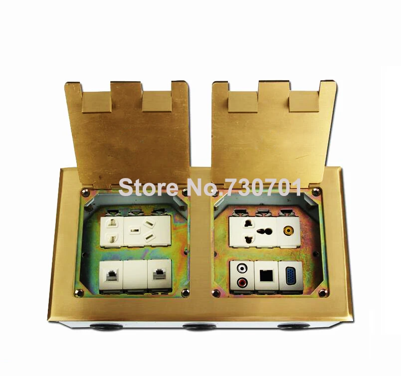 Flip-up type floor grounding socket box dual connector box copper stainless steel material network and management in building