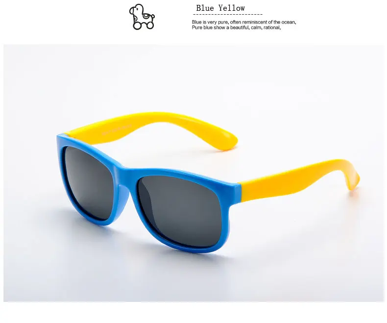 Blue Yellow Ralferty детские очки Детские поляризованные детские защитные очки с цветным покрытием Поляризованные солнцезащитные очки модные TR90 Оттенки Óculos 814 - Цвет линз: Blue Yellow