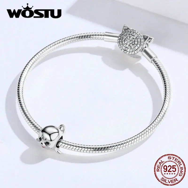 WOSTU животные морской лев бусы 100% Стерлинговое Серебро 925 пробы шарм подходит для