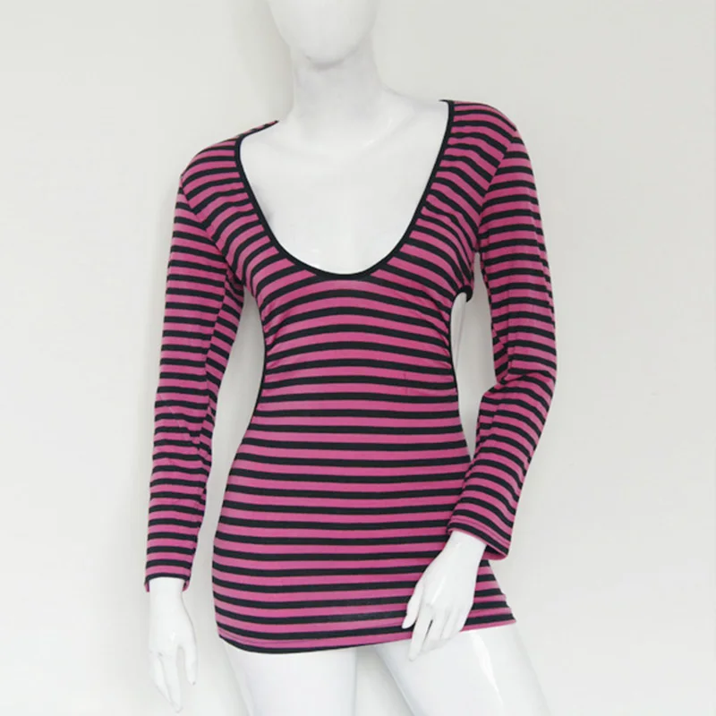 Женское розовое Ночное платье в полоску бандажный Топ с длинным рукавом и