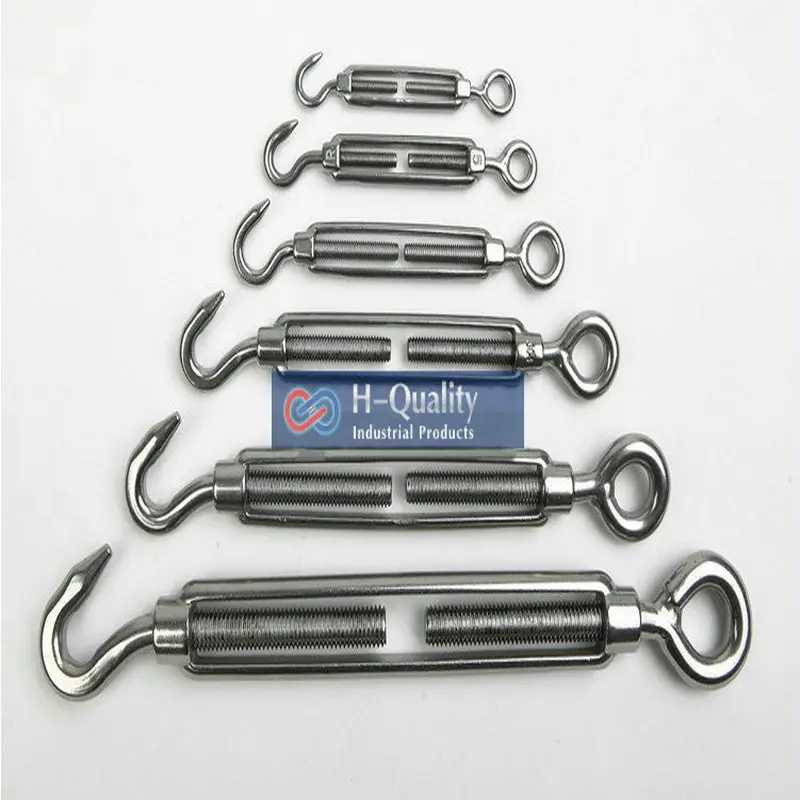 

HQ Rigging Hardware Stainless Steel Wire Rope Tension Marine Hardware 304 Hook & Eye Turnbuckles M4-M24