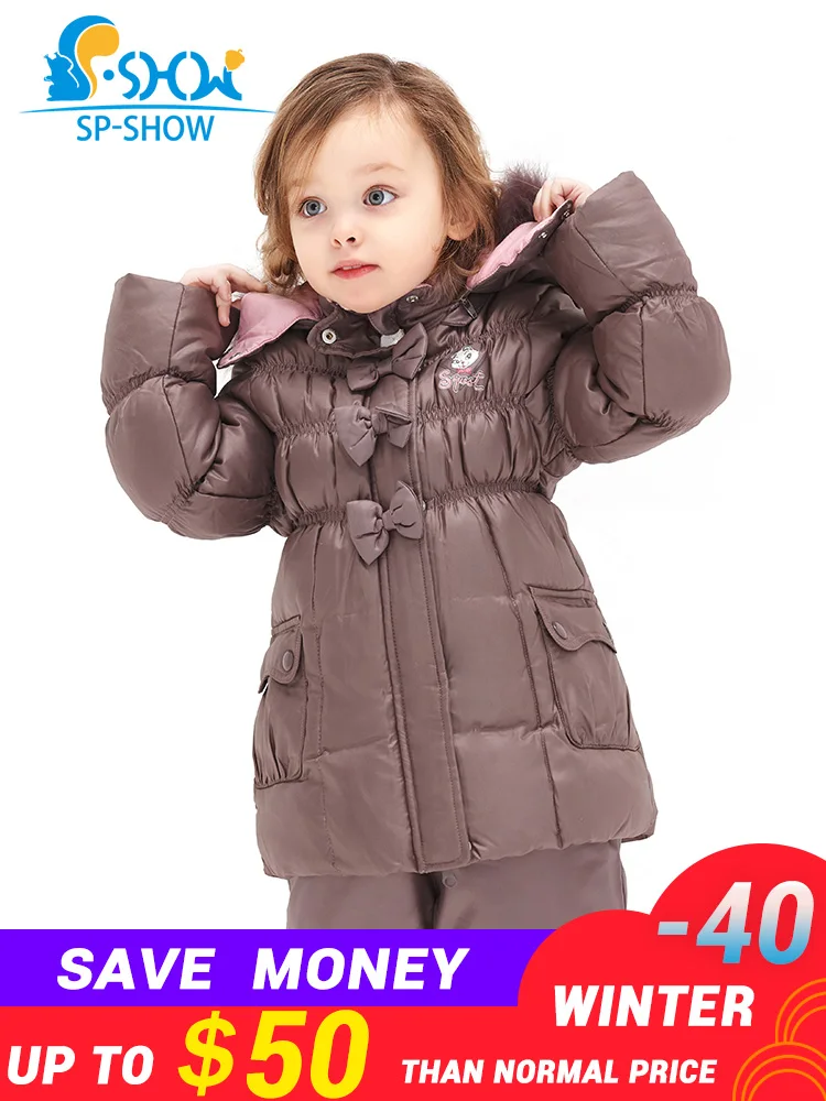 SP SHOW Зимой Дети Костюм Девушка Супер Моды Теплое Пальто Подкладка Ватки Чтобы