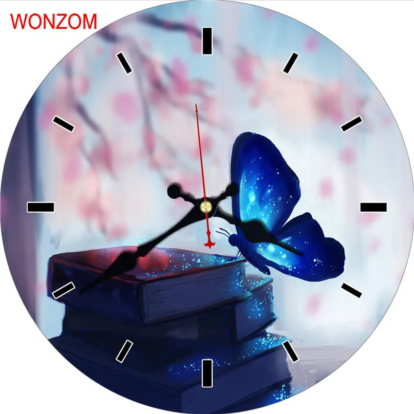 Современные большие настенные часы WONZOM Epoptic Butterfly бесшумные для гостиной