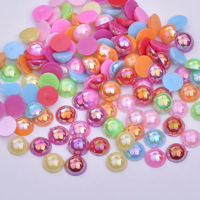 Mix Color JUNAO 10 мм темно-розовые AB полукруглые жемчужные стразы, не Швейные Акриловые Бусины, плоские с оборота жемчужные бусины, камни, аппликация для рукоделия - Цвет: Mix Color
