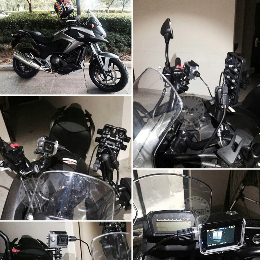 TUYU Алюминий мотоцикл зеркало заднего вида кронштейн Gopro Hero 7 6 5 4 3+ просо легко SJCAM eken зарядка водонепроницаемый корпус