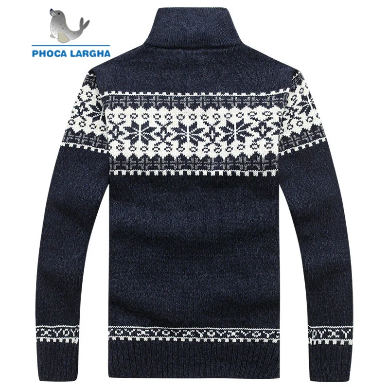 Мужской вязаный свитер с узором повседневный шерстяной кардиган бархатным