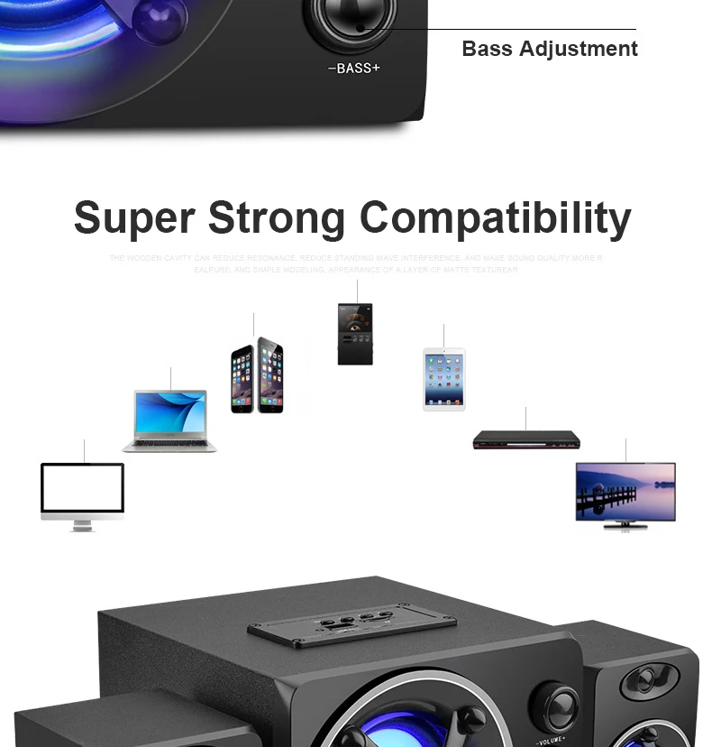 SADA D-208 USB цветные bluetooth-колонки светодиодный стерео мощный бас, Hi-Fi 3D объемный сабвуфер для ноутбука телефона ПК компьютера