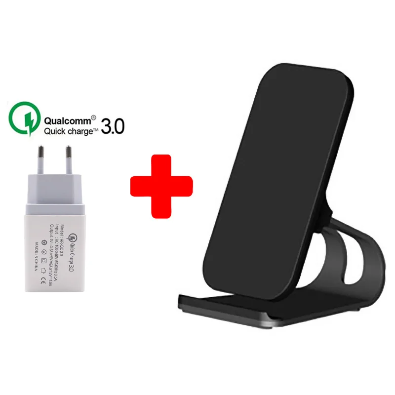 Black With EU Plug Qi Беспроводное зарядное устройство Подставка 10 Вт Быстрая зарядка беспроводное зарядное устройство для телефона индукция для iPhone XS Max XR X 8 samsung S8 S9 Plus - Тип штекера: Black With EU Plug