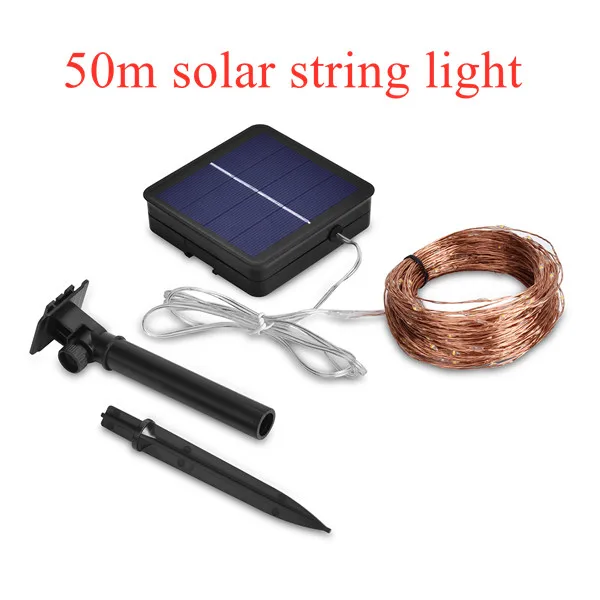 50m solar string Светодиодный светильник на солнечной батарее 10 м/20 м/30 м/50 м светодиодный s гирлянды сказочные Праздничные рождественские гирлянды солнечные садовые Водонепроницаемые огни - Испускаемый цвет: 50m solar string