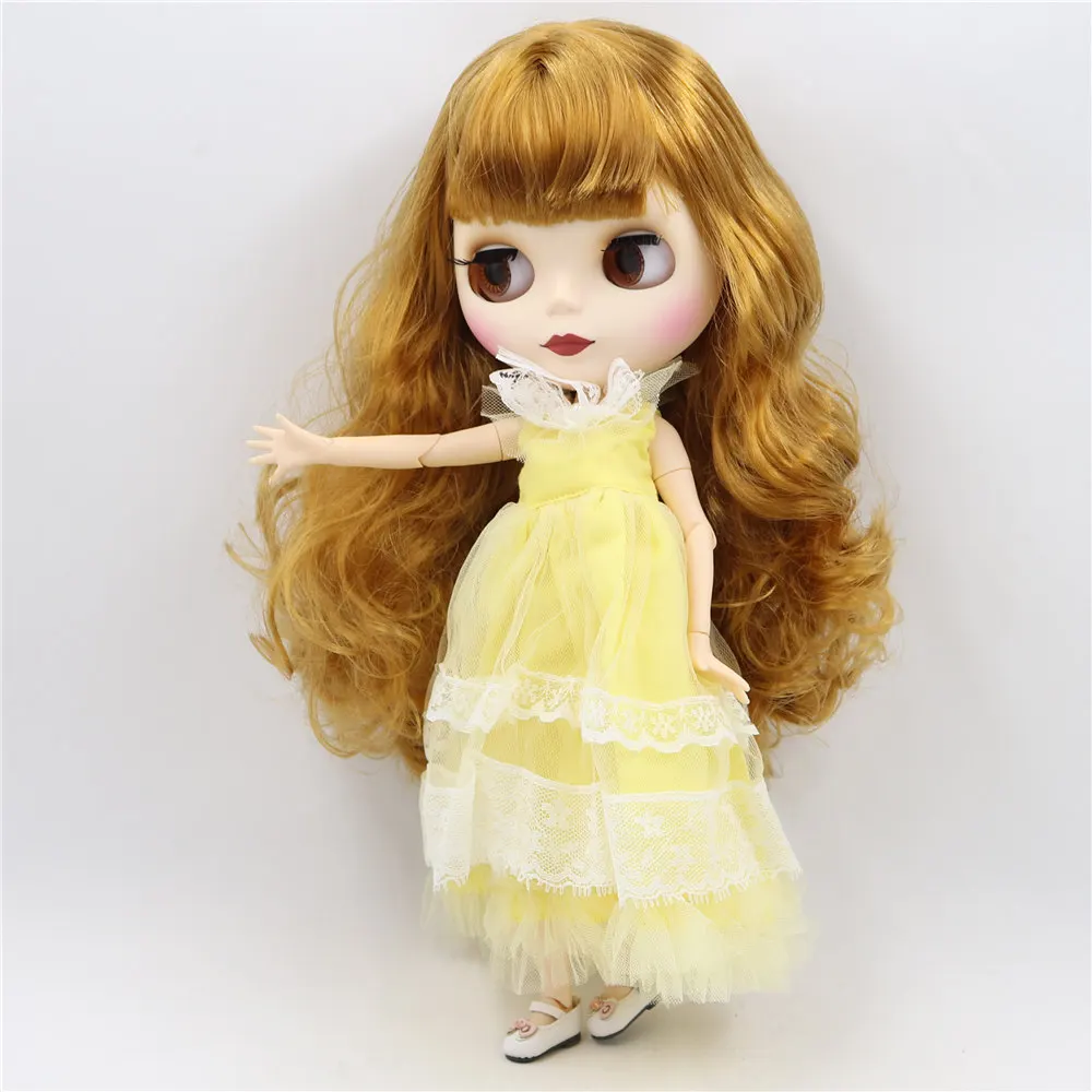 Ледяной DBS Blyth кукольные 1/6 bjd из белой кожи Матовые шарнирное тело золотых волос.