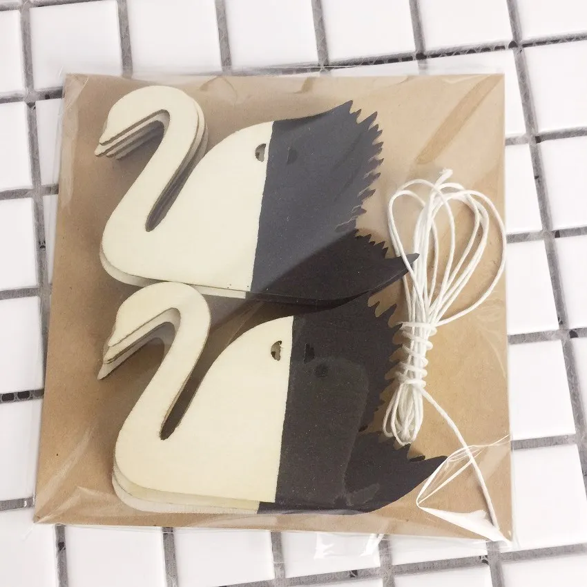 Black Swan 10 шт./лот INS мороженое деревянная подвеска DIY подвесная занавеска детская комната украшение Деревянный баннер для вечеринки в честь Дня Рождения Настенный декор - Цвет: Black Swan