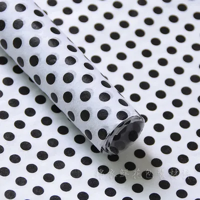 Dots black 20 шт. золотого и серебряного цвета с узором, тканевая бумага 50*70 см, Крафтовая крепированная бумага, цветочная упаковка, смазанная бумага, подарочная упаковка, украшение, праздничное - Цвет: Dots black