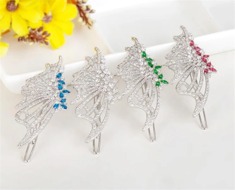 VOGUESS Women Elegant Half Butterfly Hairpins Hair Barrette White Gold Color Crystal Wings Clip Accessories | Украшения и