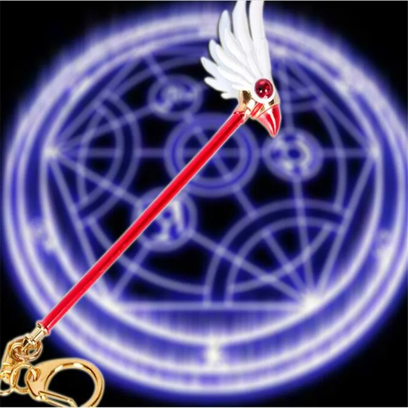 Аниме Card Captor Sakura Action напечатанный рисунок голова птицы волшебная палка крылья мультфильм брелок Рождественский кулон брелок для ключей с игрушкой A833