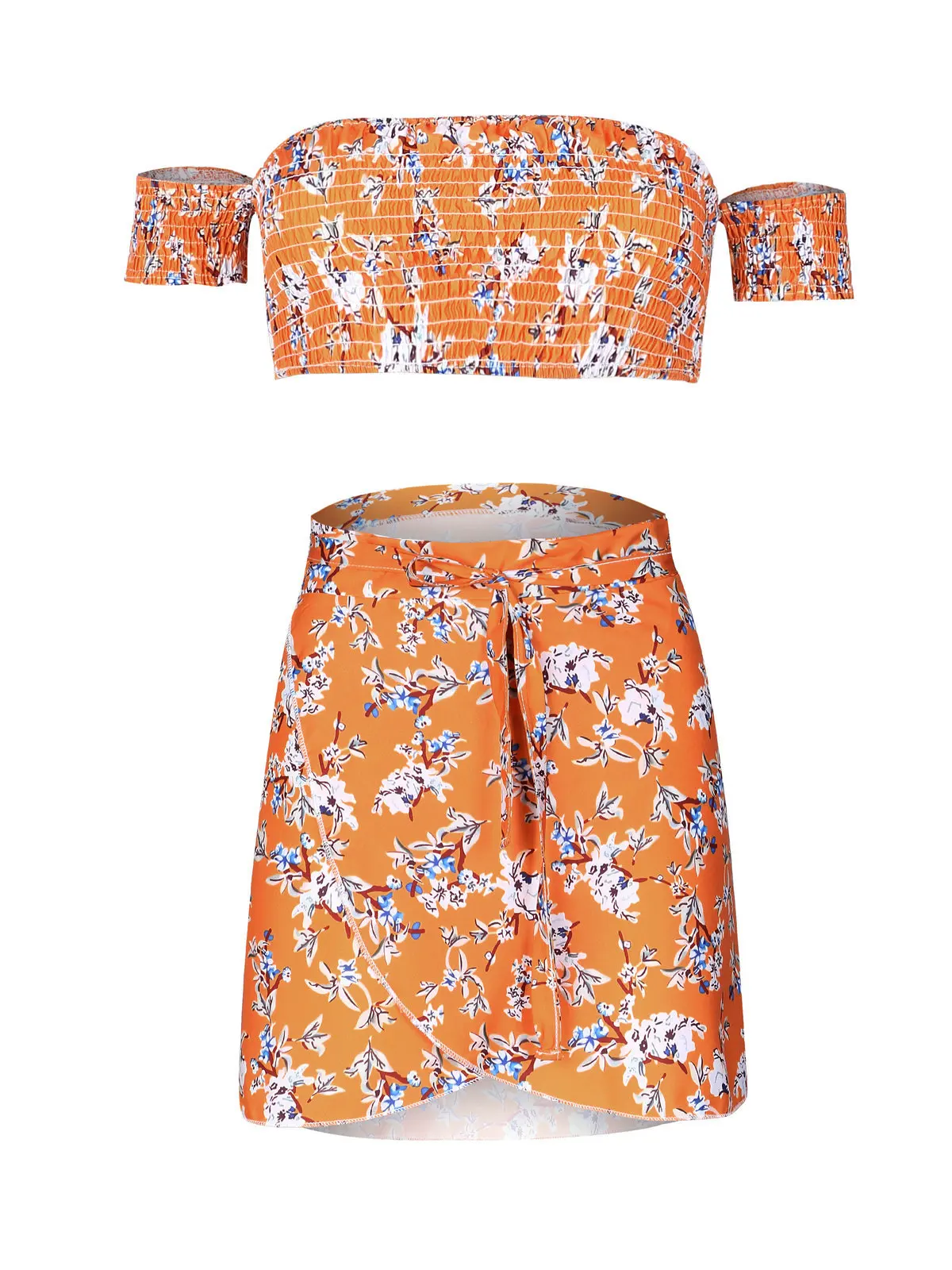 Богемный Цветочный принт комплект из 2 частей Для женщин летние Повседневное с