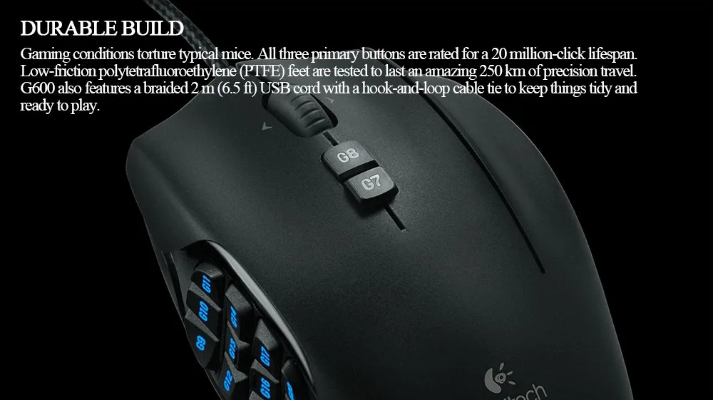 Игровая мышь logitech G600 MMO проводная мышь от logitech с 8200 dpi Opticali Подлинная для overwatch DOTA PUBG для мыши геймера