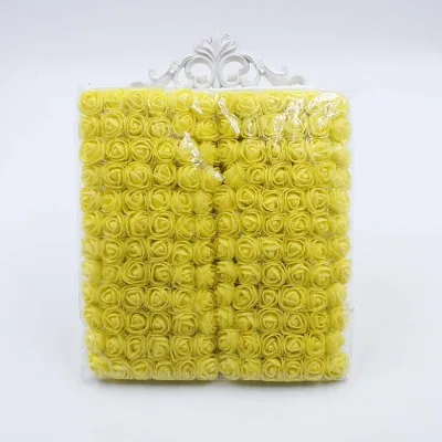 yellow 144 шт 2 см мини-цветок розы из пены для свадебного украшения дешевый искусственный цветок Букет DIY Скрапбукинг вечерние цветы - Цвет: yellow