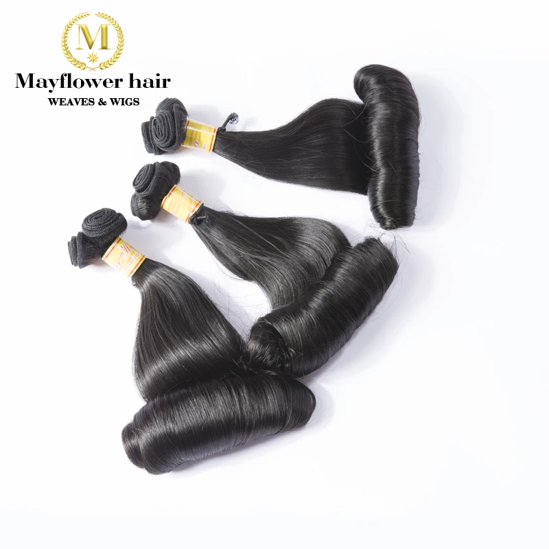 Mayflower Funmi Hair Egg curl natural black Magic curl 1/2/3/4 bundles Double drawn Remy hair 10-20  mixed length Free shipping
