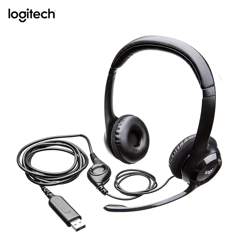 2019 новая Оригинальная Проводная гарнитура Logitech H390 с шумоподавлением складные