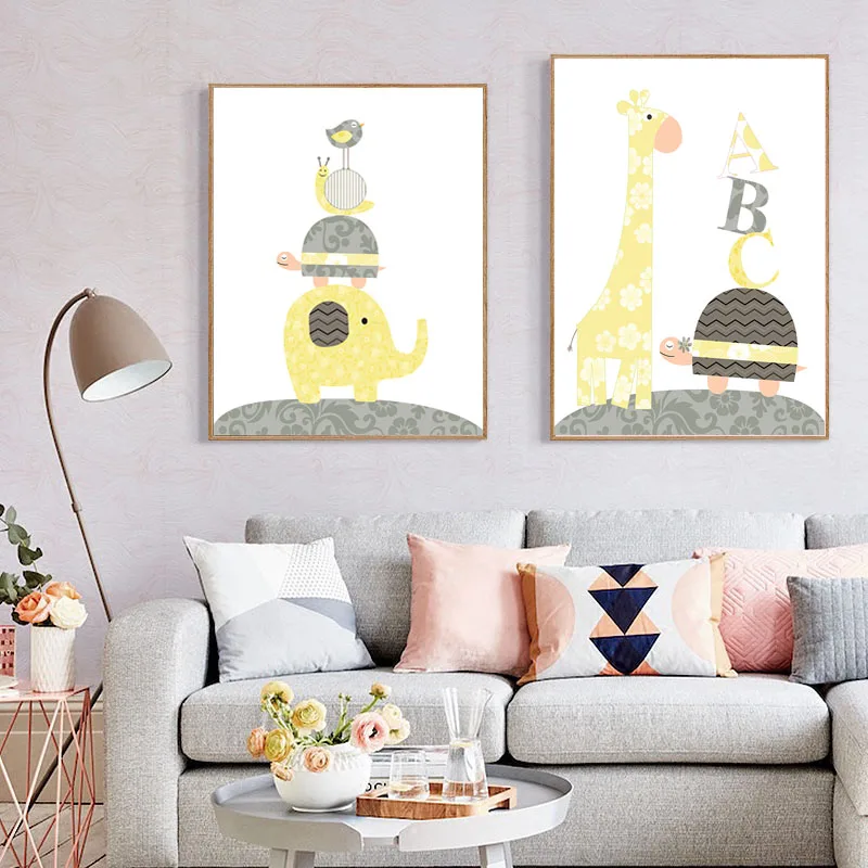 Современный стиль Настенная картина на холсте милая сова слон жираф принт с животными HD скандинавский