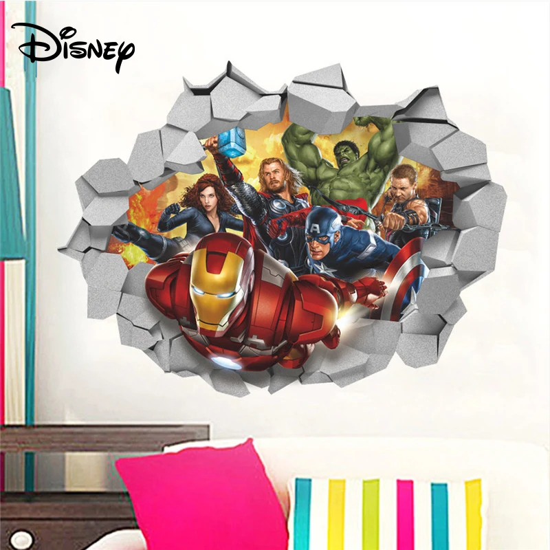 Дисней наклейка "Мстители" Marvel анимация настенный выключатель 3D Наклейка стерео эффект Детская комната Наклейка