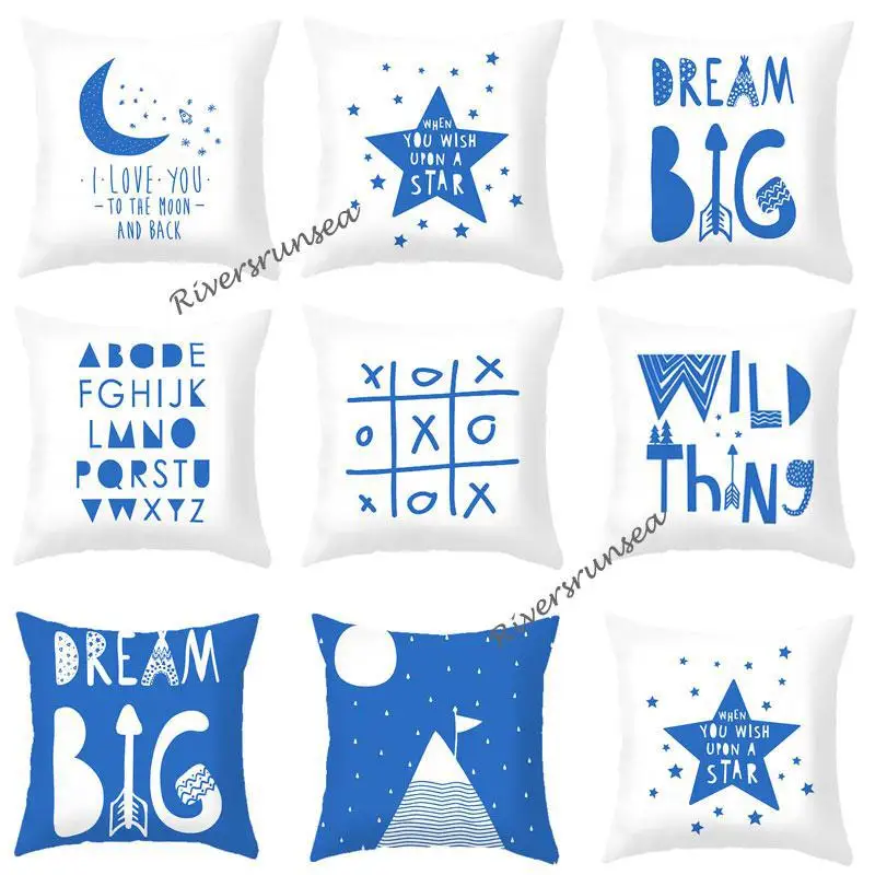 Милая дизайнерская синяя подушка в скандинавском стиле креативная 26 английская