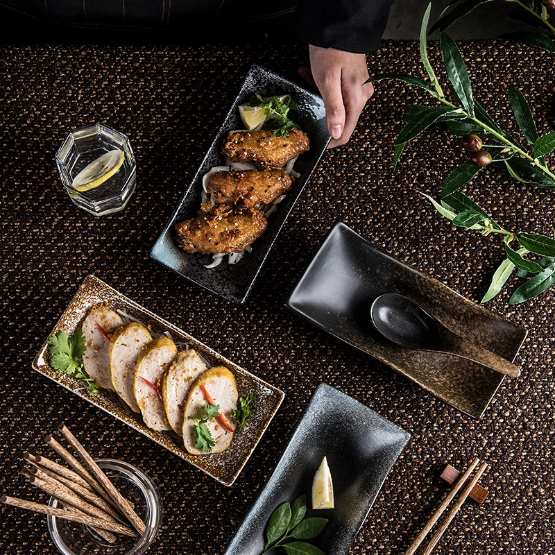 Винтажная керамическая посуда в японском стиле домашняя обеденная тарелка