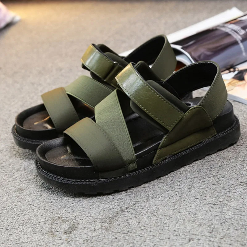 Новые модные летние сандалии в римском стиле женская однотонная обувь на