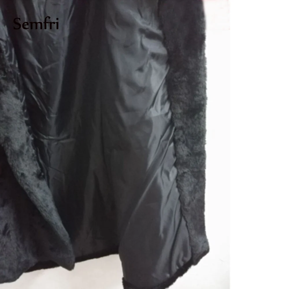 semfri Winter Autumn Women Hooded Faux Fur Coat Fashion Warm Long-sleeved Loose Black Female Flocking Cotton Jacket | Женская одежда