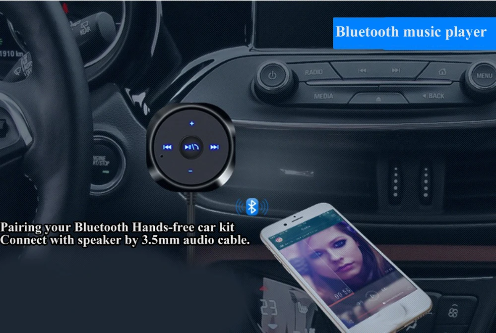 Kebidu Магнитная база громкой связи Bluetooth автомобильный комплект MP3 A2DP 3,5 мм AUX аудио музыкальный приемник адаптер USB зарядное устройство для iphone Android