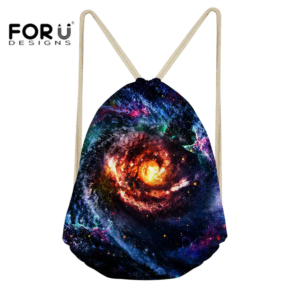 FORUDESIGNS/рюкзак на шнурке, сумка для маленьких бегунов, рюкзак для детей, для мальчиков и девочек, тренировочный рюкзак для йоги, для занятий на открытом воздухе, с космическим принтом, спортивный мешок