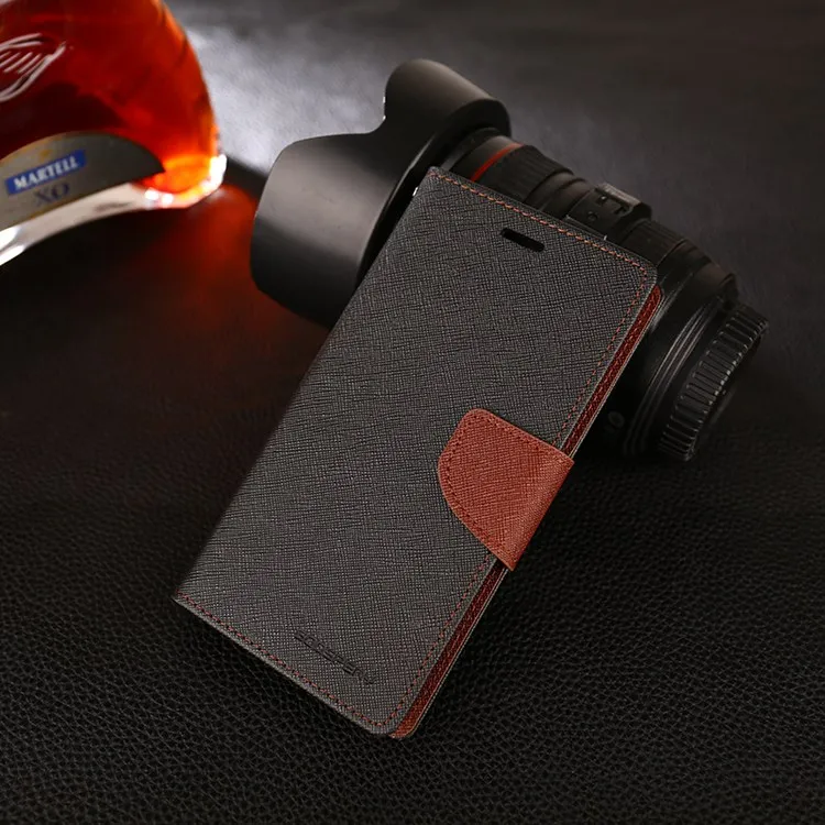Brown Чехол-бумажник Goospery из искусственной кожи с откидной крышкой, для Samsung Galaxy J3, J5, J7 года, европейская версия, популярный цветной Чехол-кобура с отделением для карт - Цвет: Brown