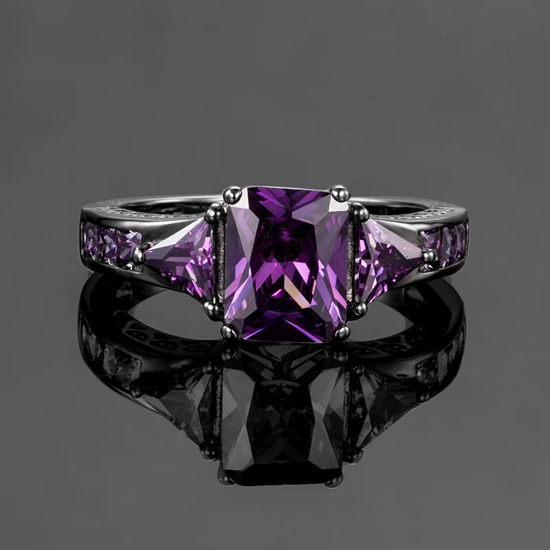 Женское кольцо с фиолетовым камнем винтажные Свадебные Кольца из стерлингового