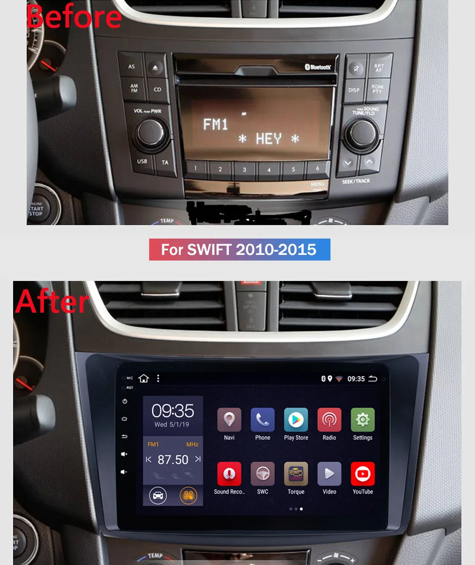 9 дюймов 2.5D ips HD Мульти-сенсорный экран Android8.1 2G ram 32G rom NAVI для Suzuki Swift Ertiga 2010- с Bluetooth USB wifi