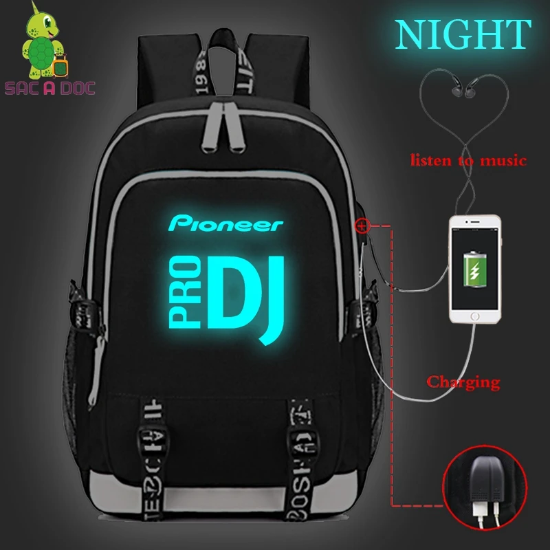 Черные рюкзаки Холщовая Сумка Bolsos Para Hombre Mochila Anti Roubo мужской рюкзак для путешествий Pioneer Pro Dj рюкзак Usb зарядка