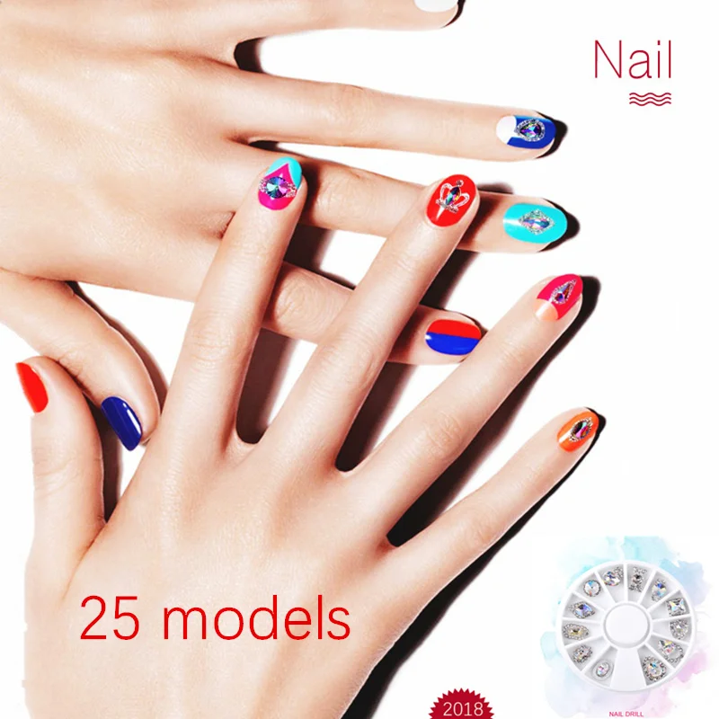 Смешанные цвета камней хамелеона Y-XLWN для ногтей с ринестонами, маленькими неправильными бусинами и 3D декоративными аксессуарами в колесе.