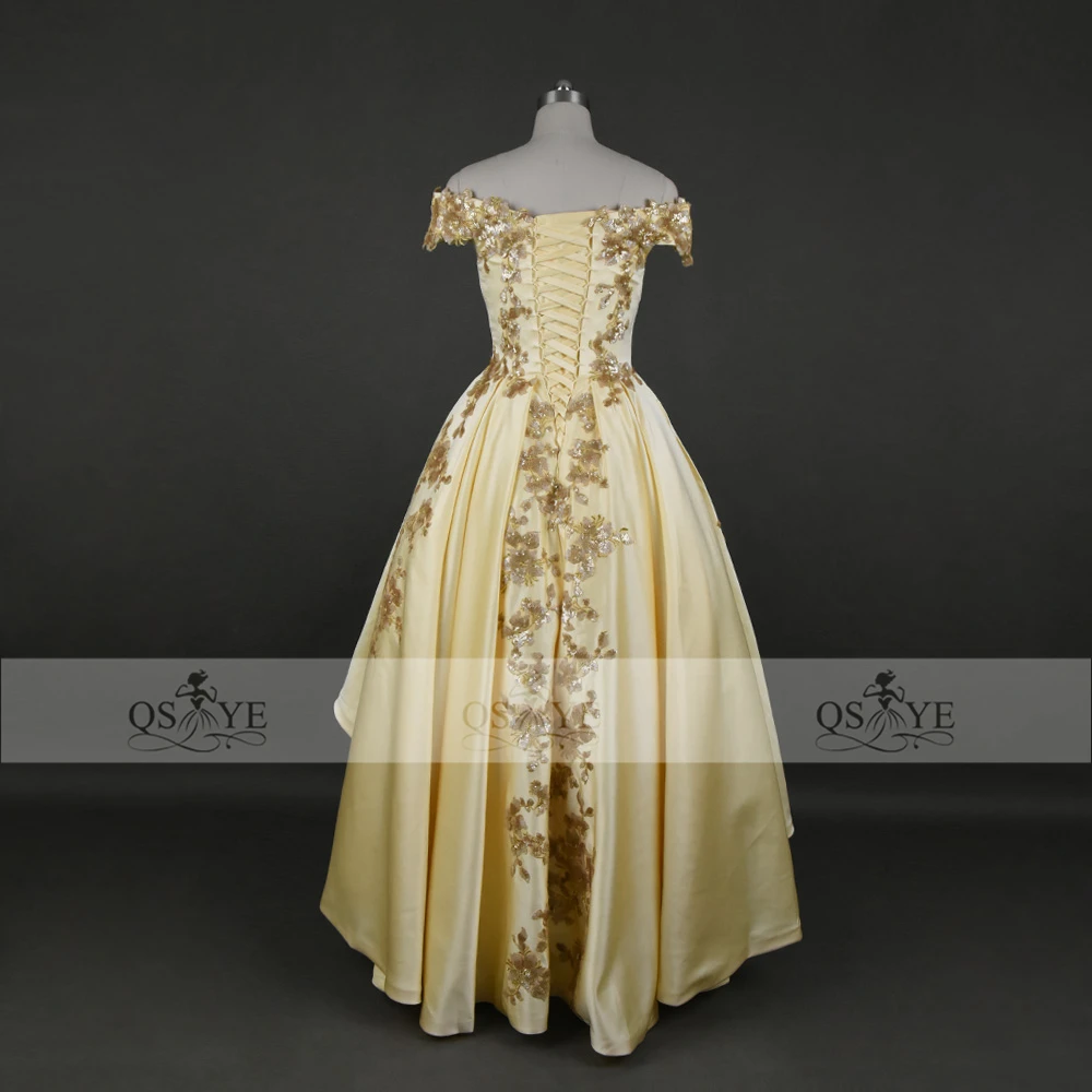 Блестящее Золотое длинное платье для выпускного вечера 2017 бальное арабское