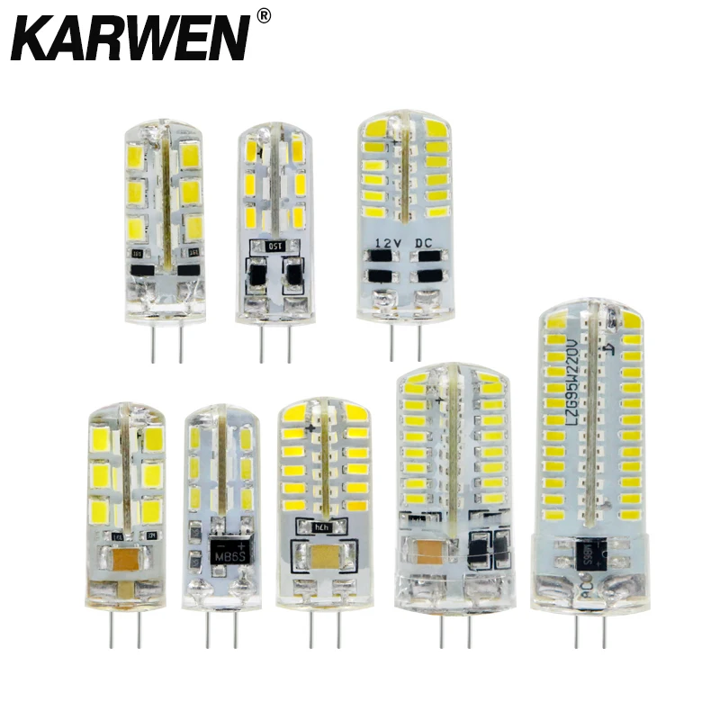 KARWEN Lampada Светодиодная лампа G4 220 В 3 Вт 4 12 постоянного тока SMD3014 2835 24 48 64 104L Замена