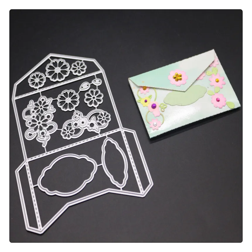 

YINISE Flowers Envelope Metal Cutting Dies For Scrapbooking Stencils DIY Album Cards Decoration Embossing Folder Die Cuts CUT
