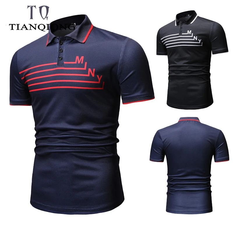 Новинка 2019 модная брендовая мужская рубашка поло в полоску с коротким рукавом