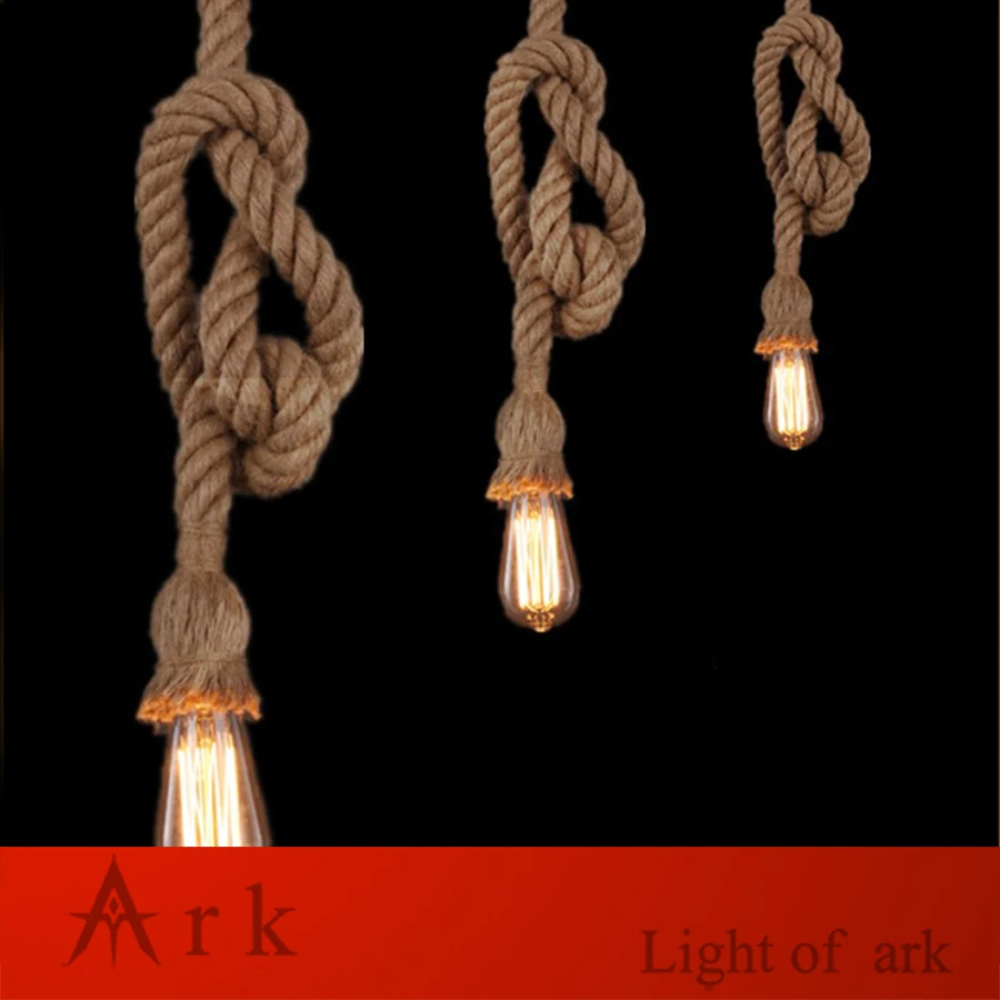 

Retro Three Heads Hemp Rope Pendant Lamp Bulb Holder Hanging Light Fixture For Country Vintage Industrial Style Home Decor