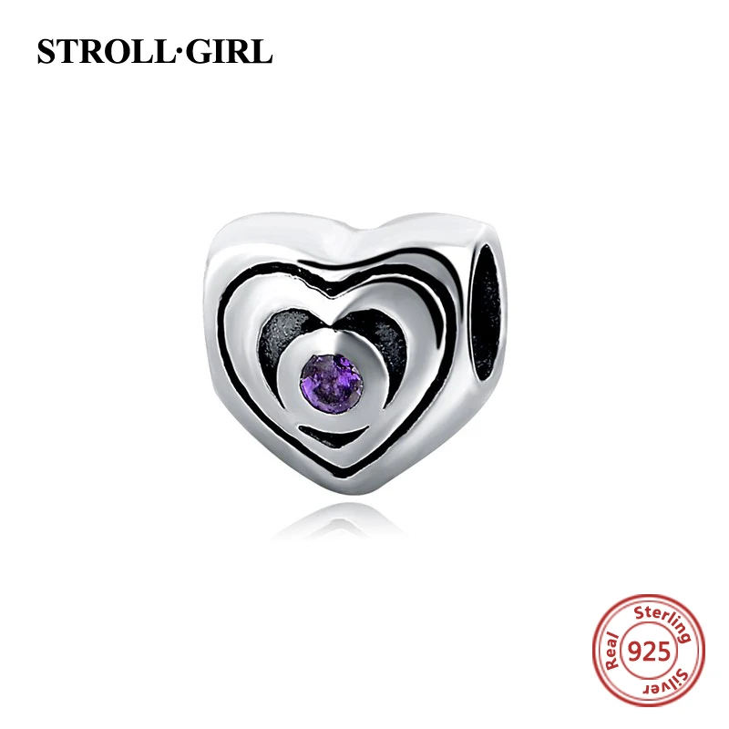 03218 Fit Authentic Charms Bracelets 925 Sterling Silver DIY Love Hearts Shape Beads with CZ fashion Jewelry Making for women Gifts - Цвет: 03218