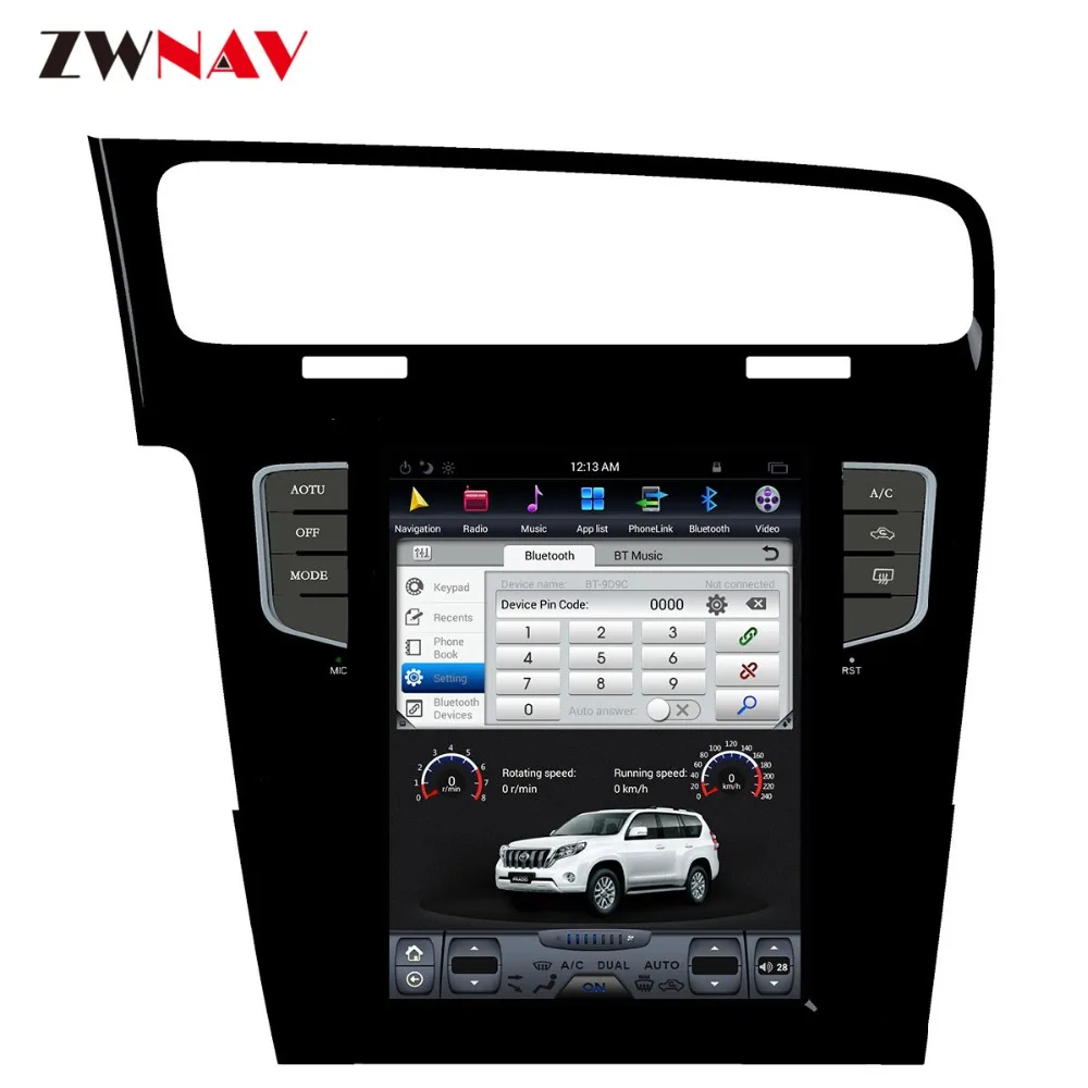 ZWNVA Tesla стиль ips экран Android 7,1 автомобильный dvd-плеер gps навигация Радио экран для Volkswagen VW GOLF 7 2013